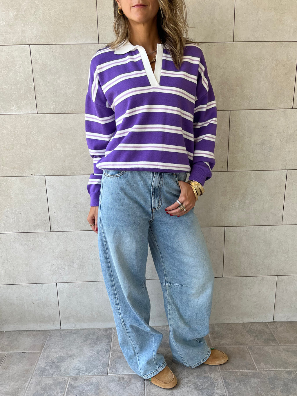 Purple Knit Rugby Shirt