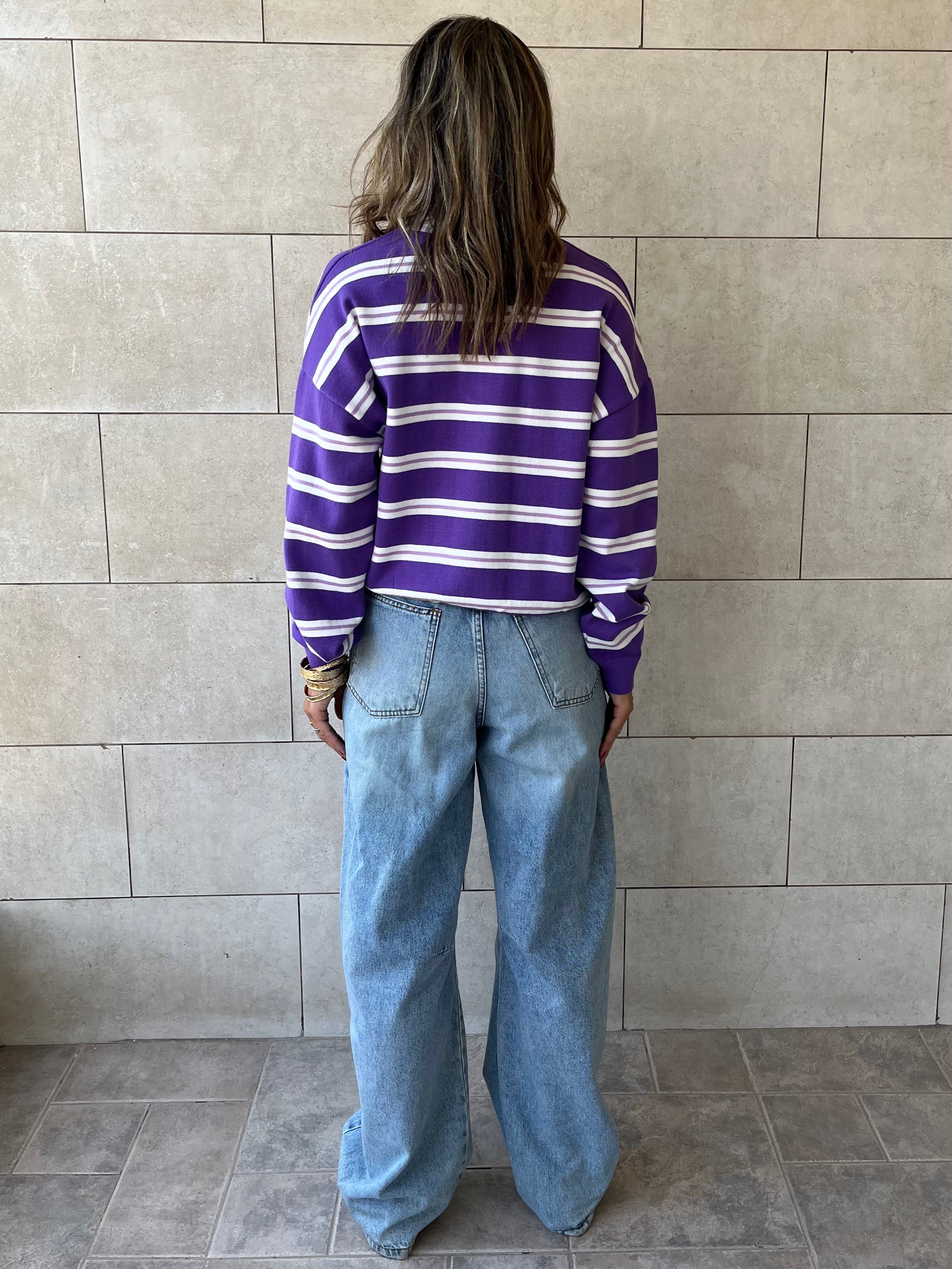 Purple Knit Rugby Shirt