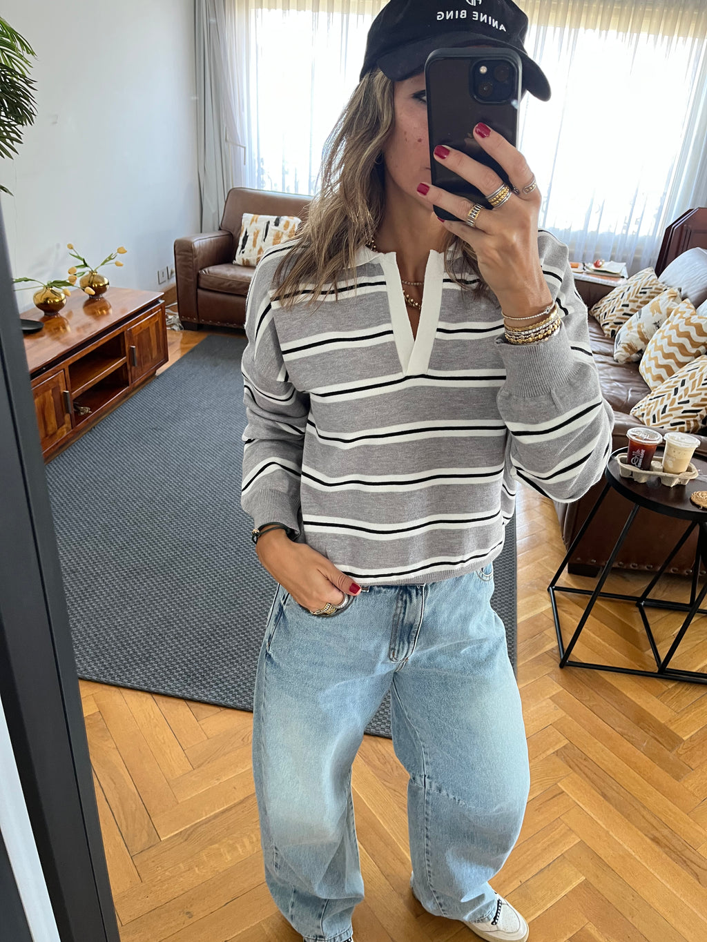 Grey Knit Rugby Shirt