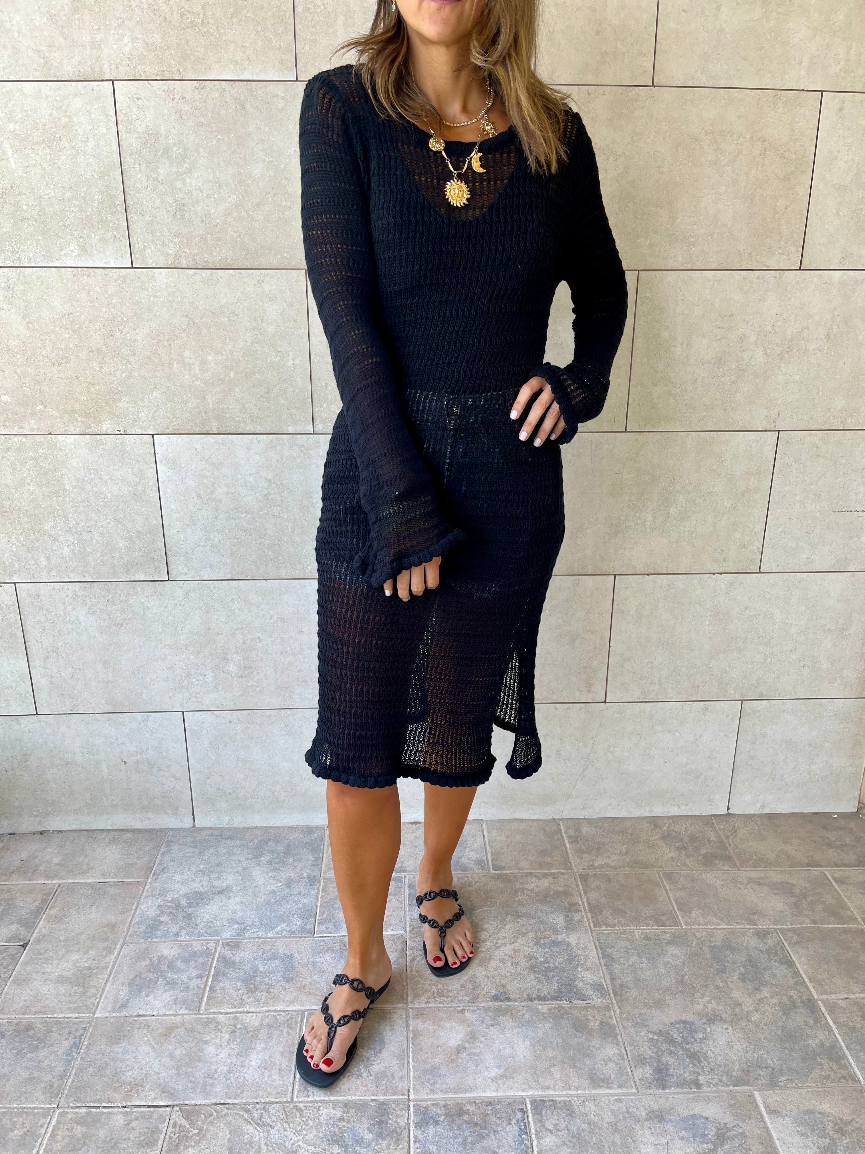 Black Keeping It Casual Crochet Dress Cover Up