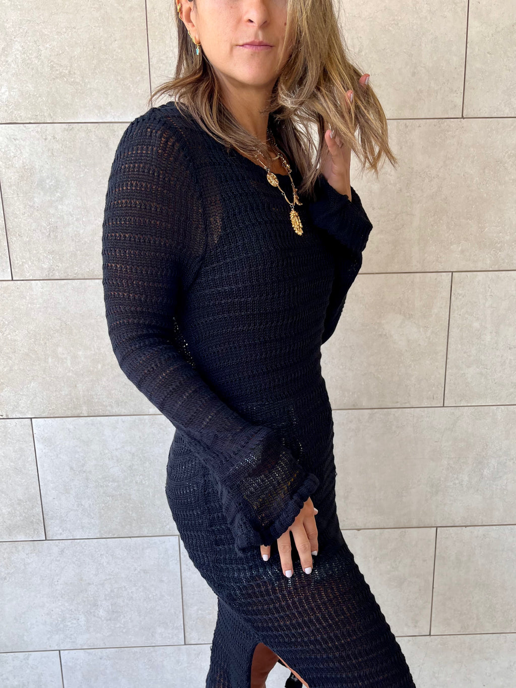 Black Keeping It Casual Crochet Dress Cover Up