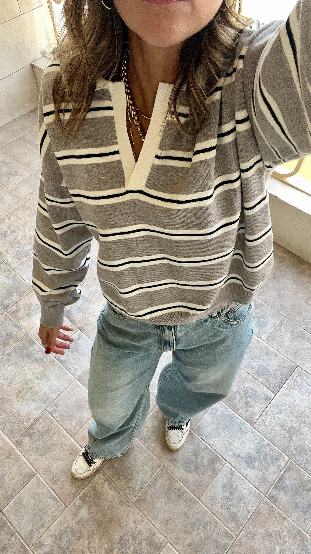 Grey Knit Rugby Shirt