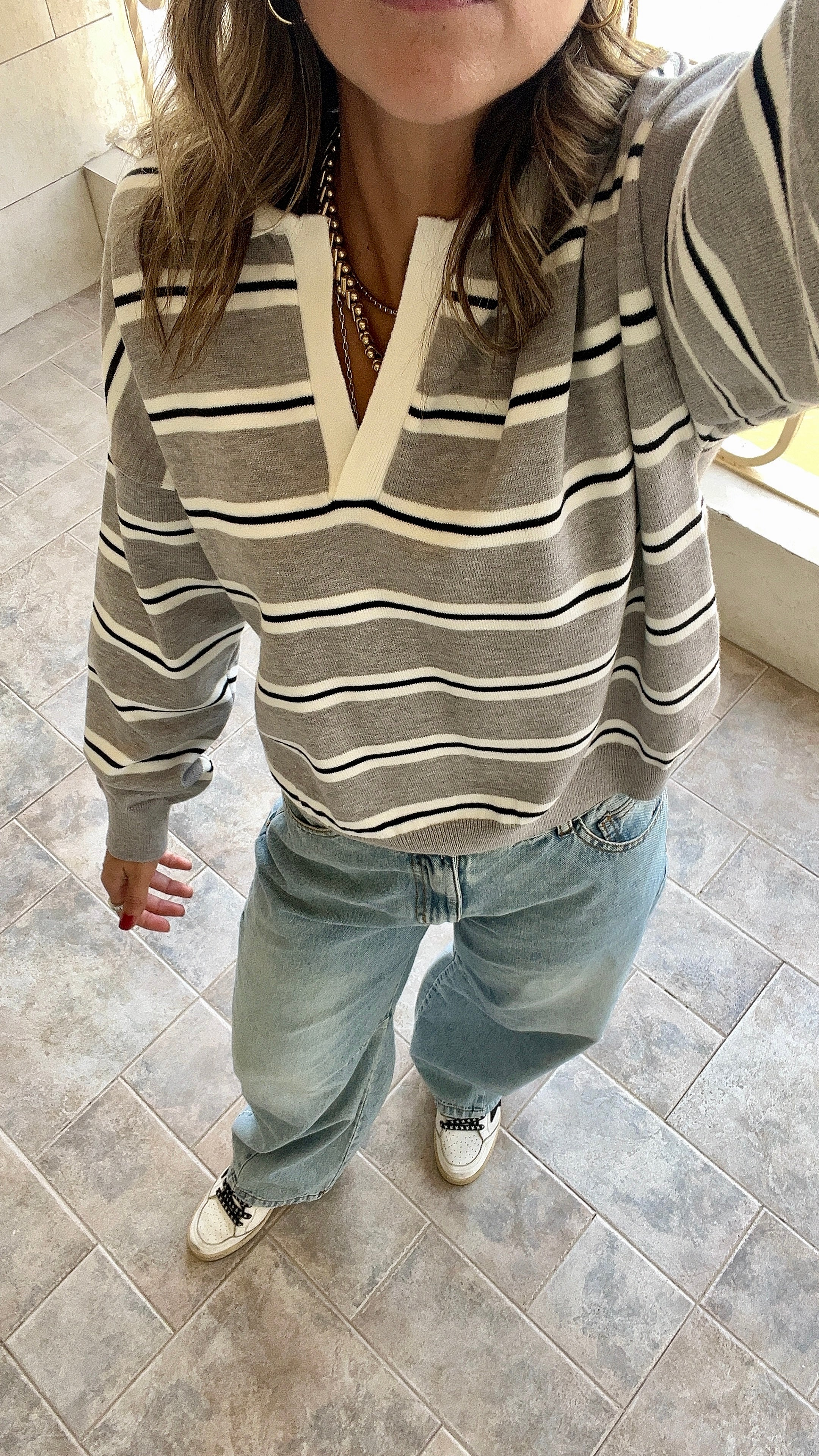 Grey Knit Rugby Shirt