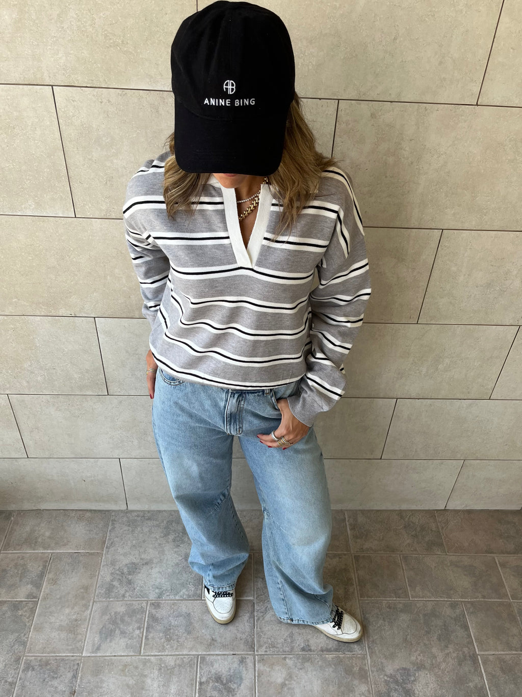 Grey Knit Rugby Shirt