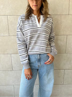 Grey Knit Rugby Shirt