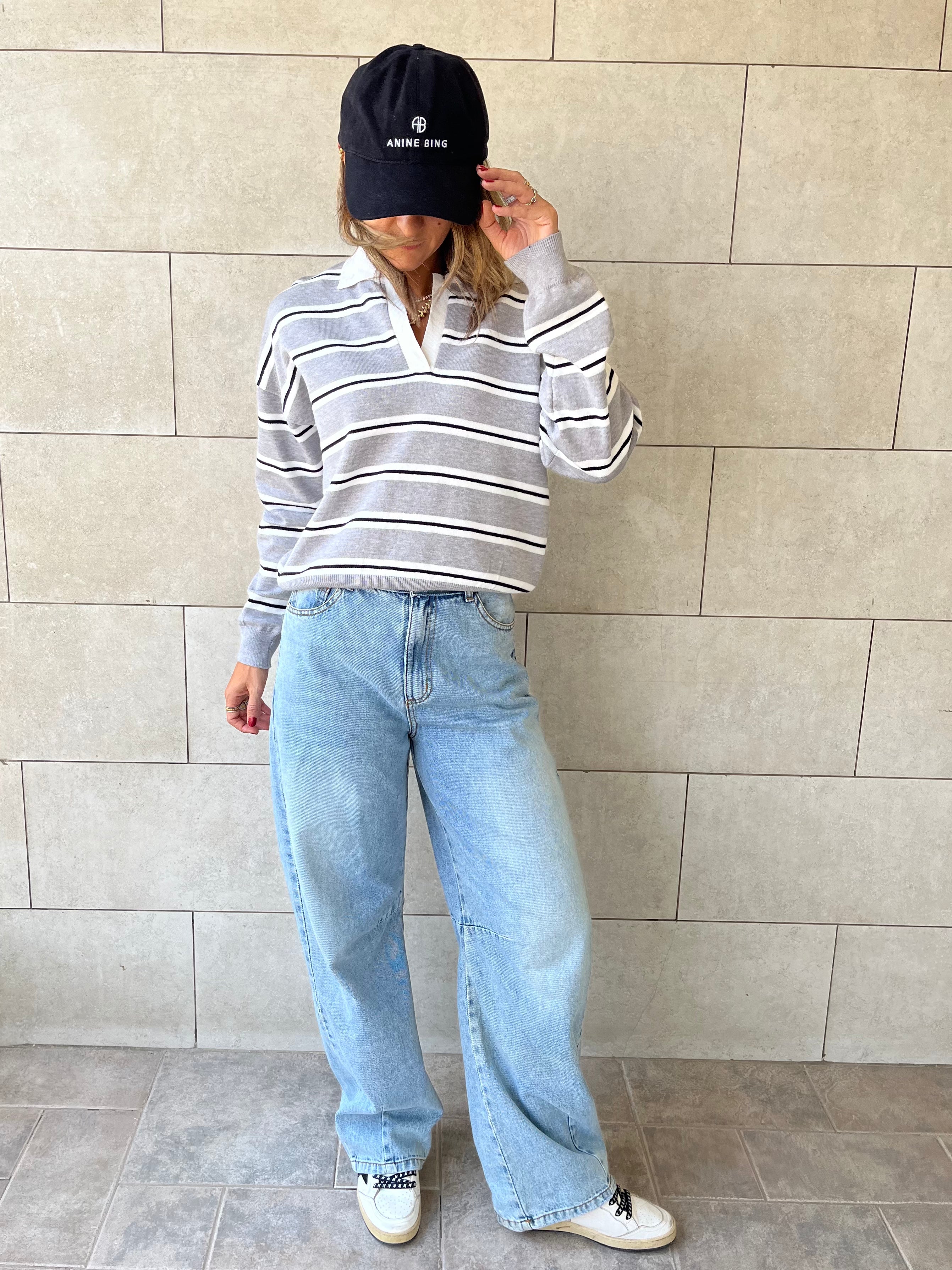 Grey Knit Rugby Shirt