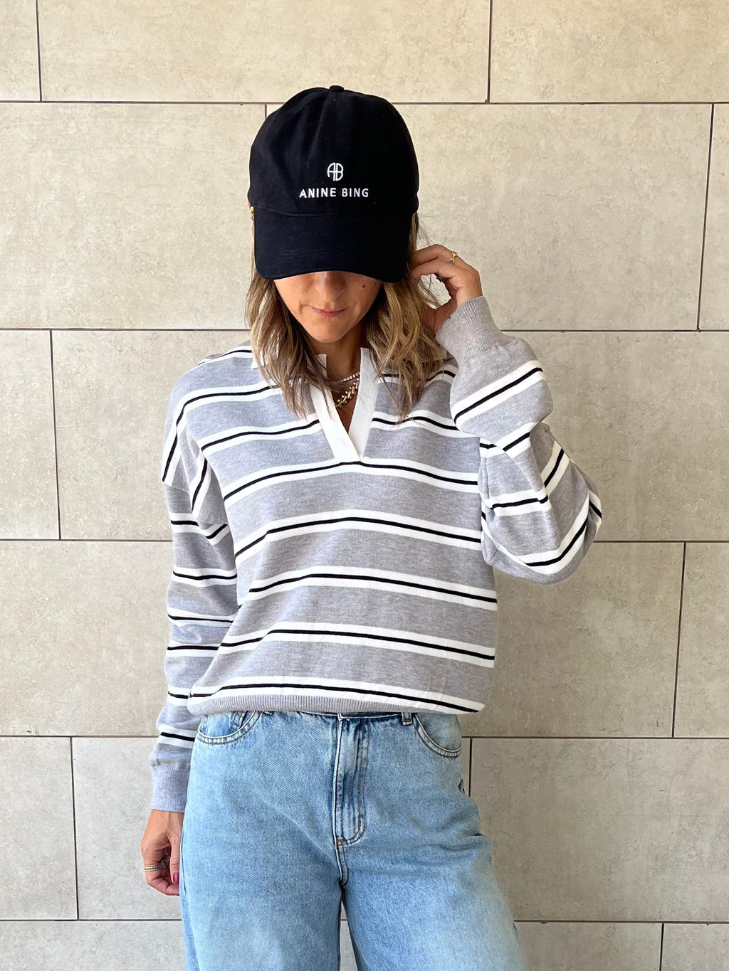 Grey Knit Rugby Shirt