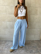 Baby Blue Knot Waist Light Pants