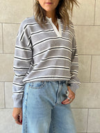 Grey Knit Rugby Shirt