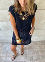 Black Crochet Mini Throw Over Cover-Up