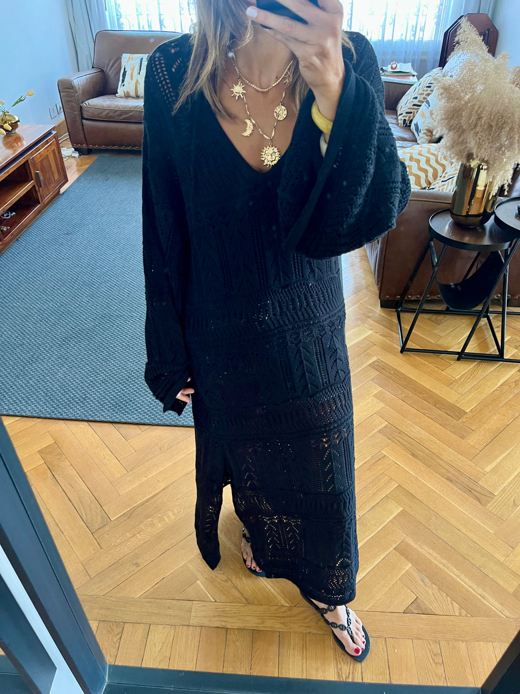 Black Boho Breeze Crochet Cover Up