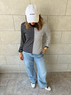Half And Half Striped Top