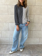 Half And Half Striped Top