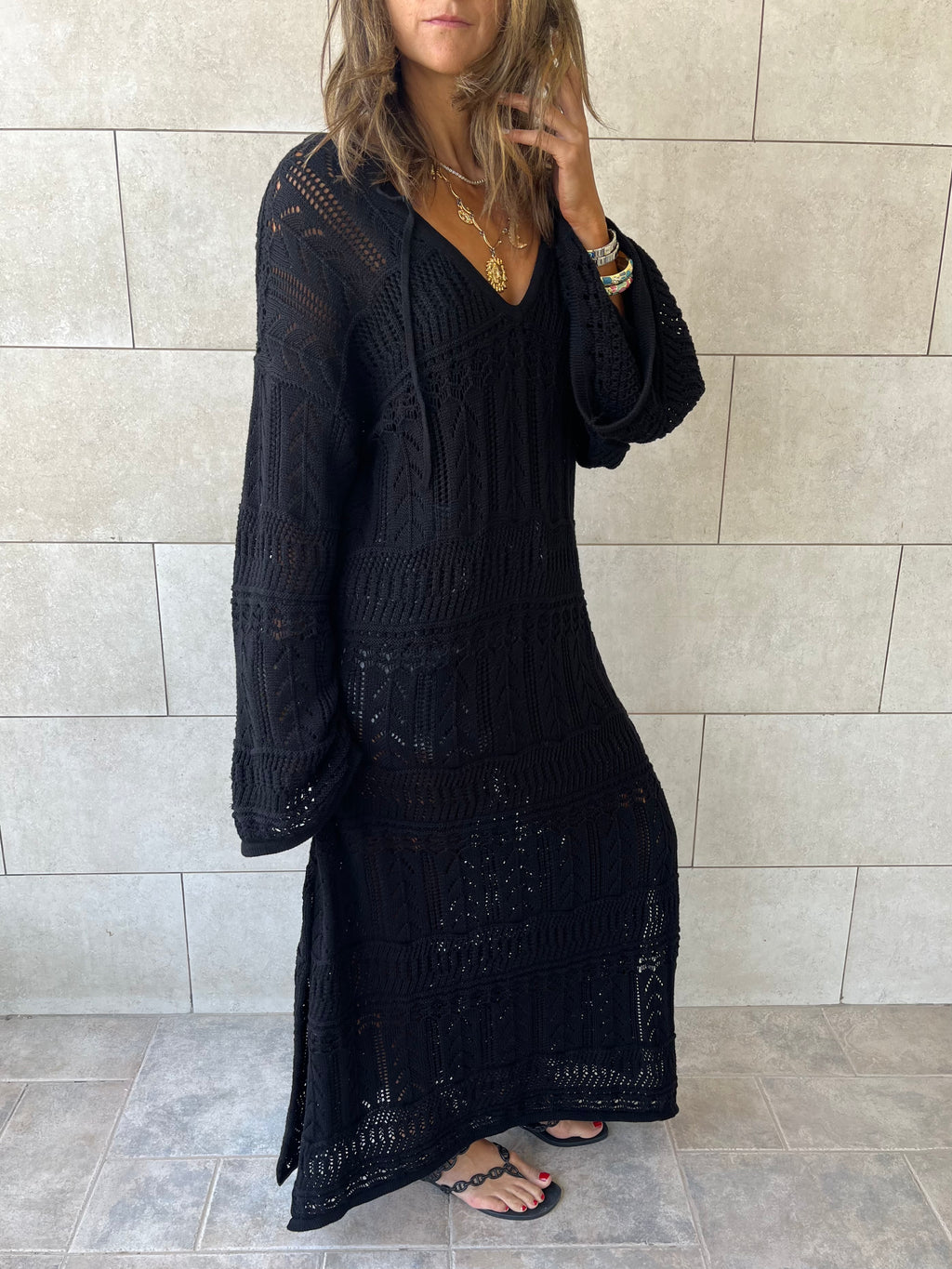 Black Boho Breeze Crochet Cover Up
