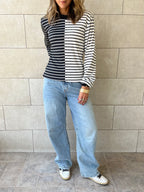 Half And Half Striped Top