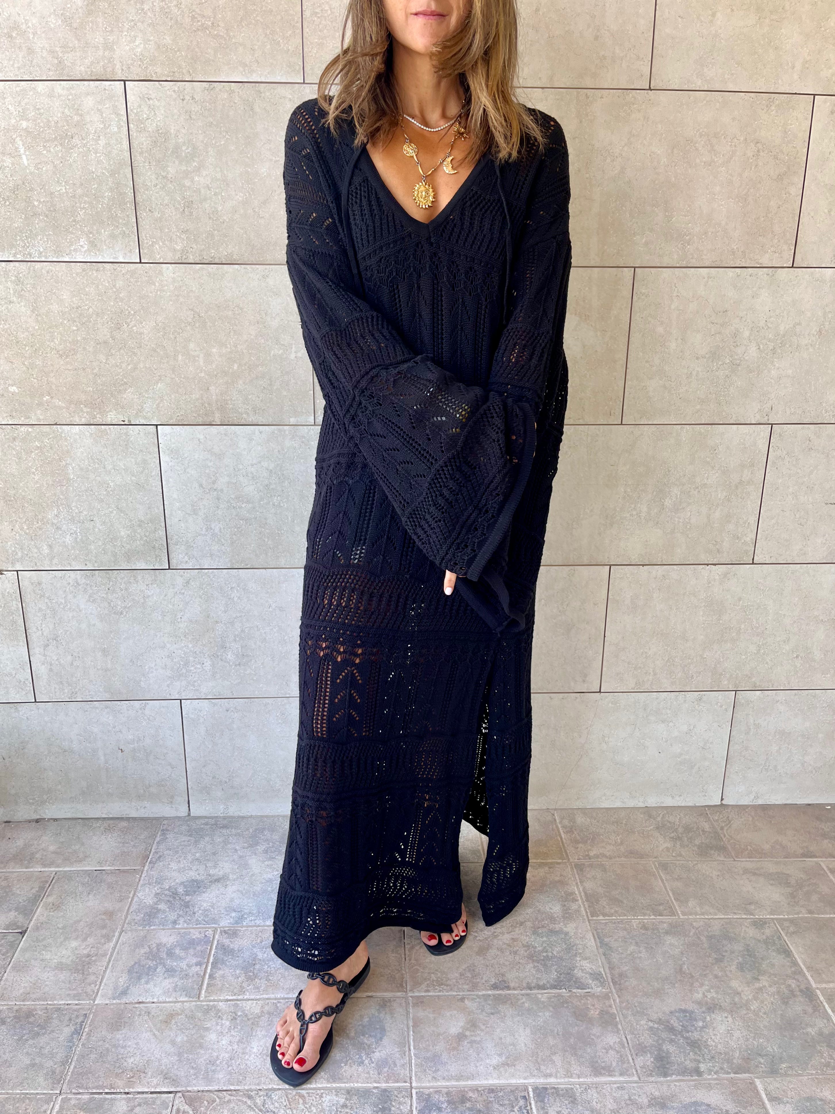Black Boho Breeze Crochet Cover Up