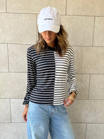 Half And Half Striped Top