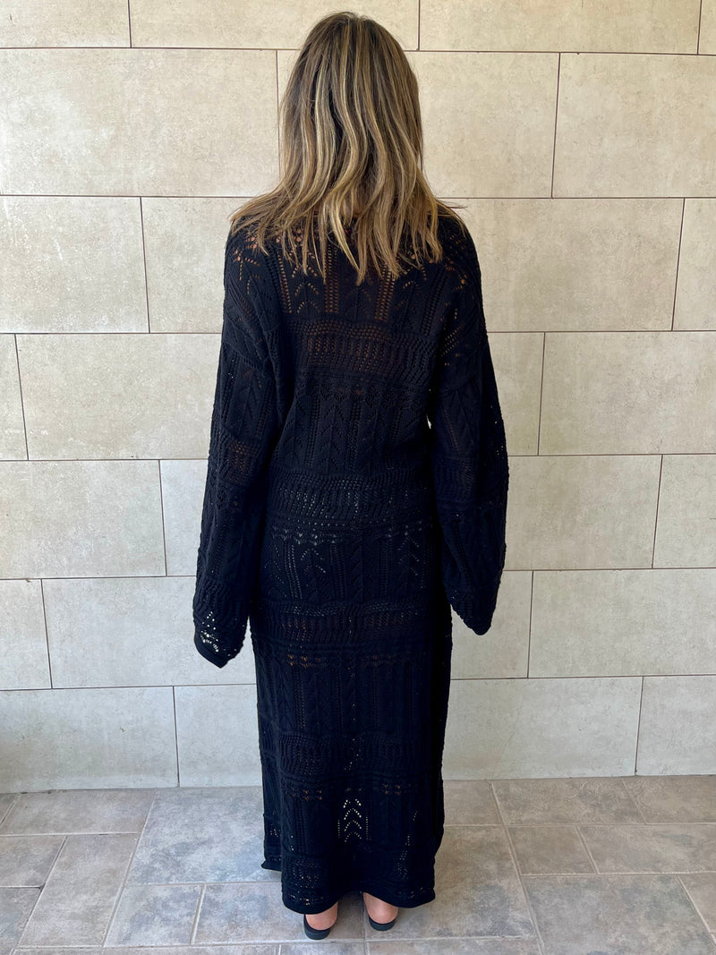 Black Boho Breeze Crochet Cover Up