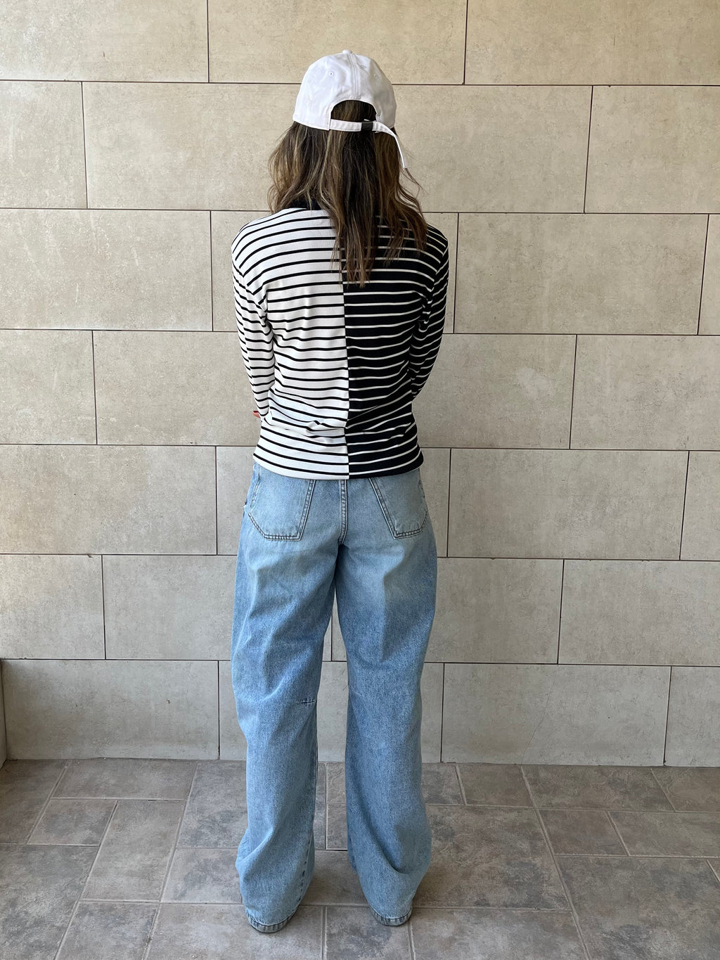 Half And Half Striped Top