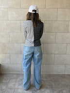 Half And Half Striped Top