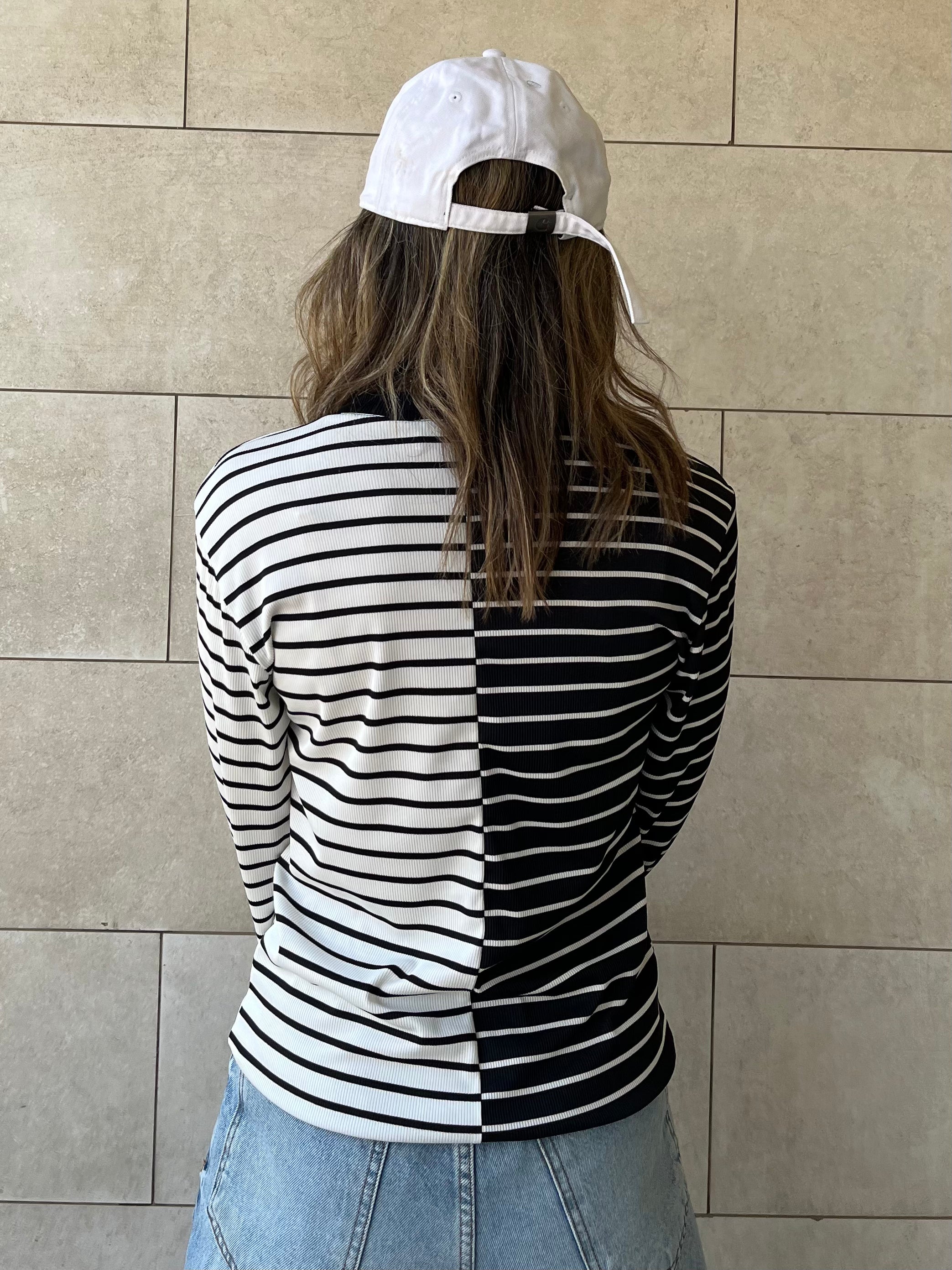 Half And Half Striped Top