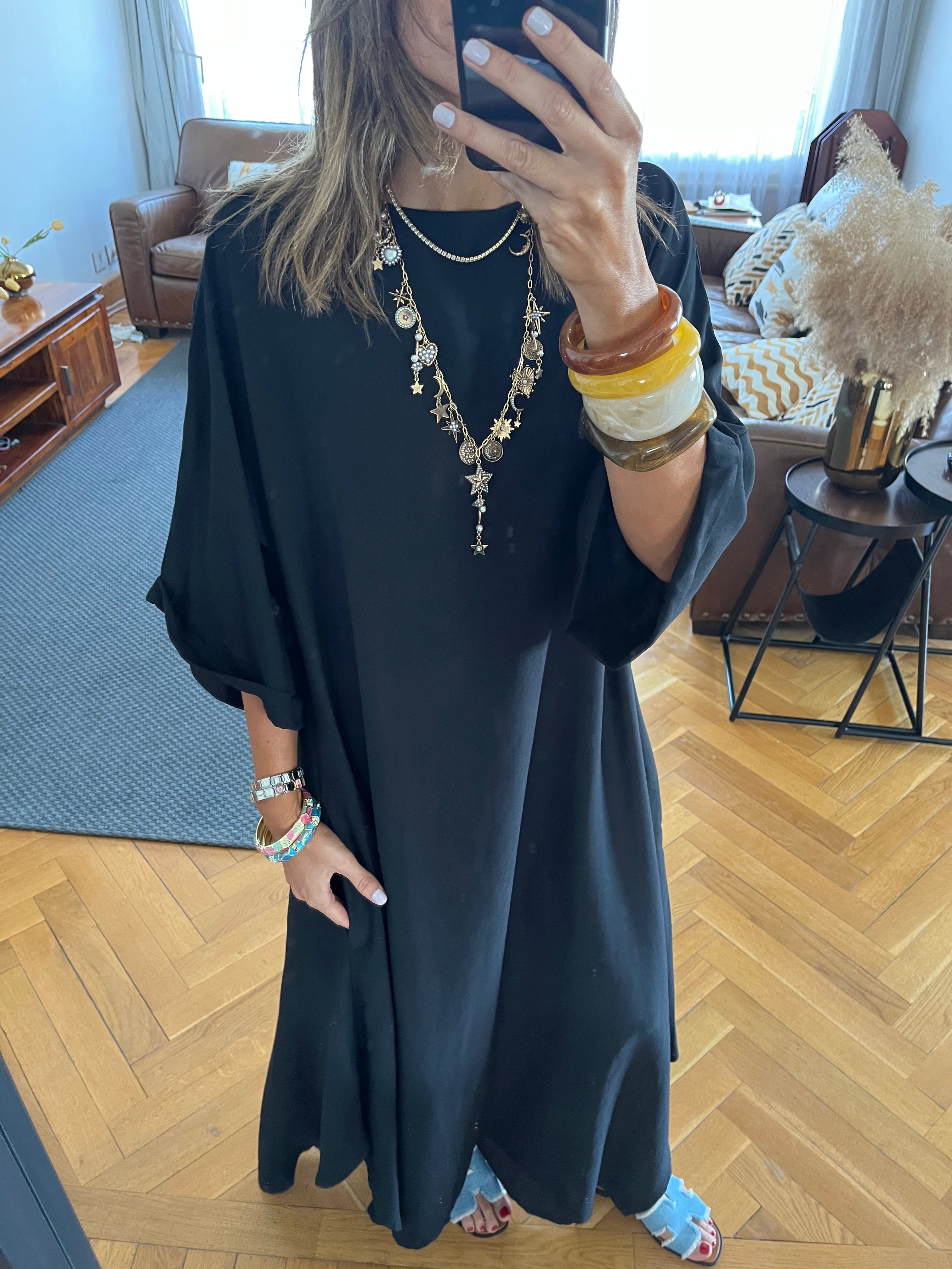 Black Flowy City Dress