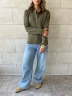 Olive Casual Knit Pullover
