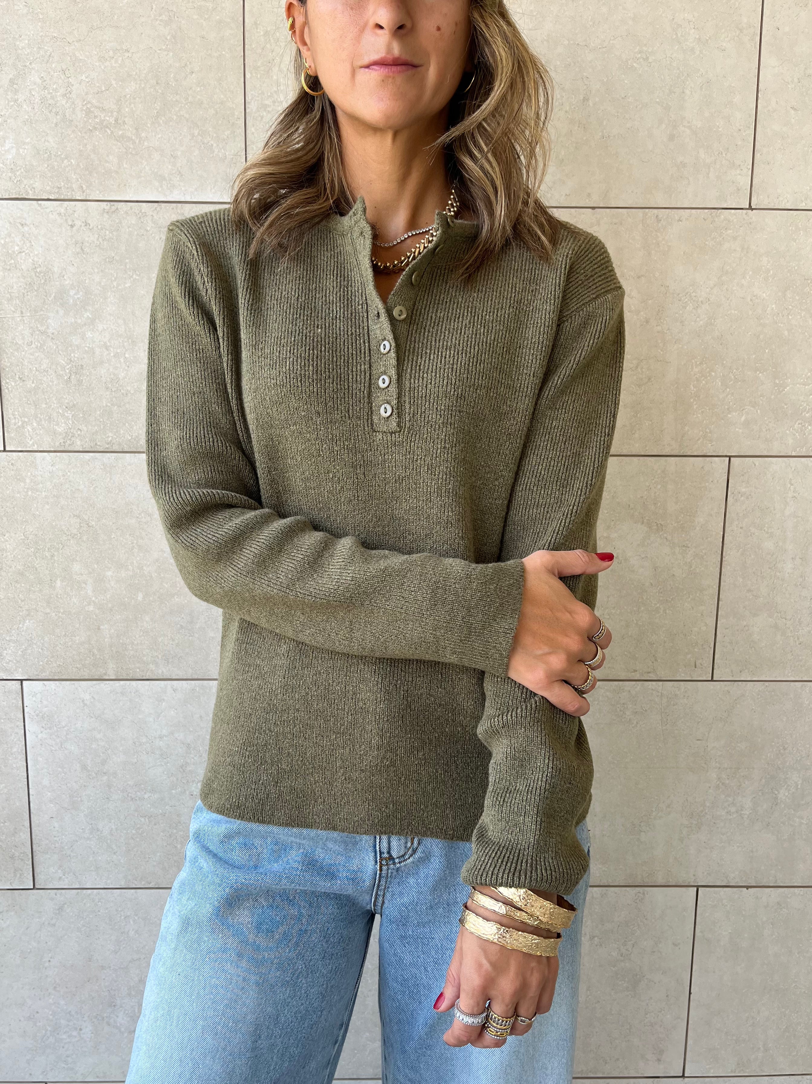 Olive Casual Knit Pullover