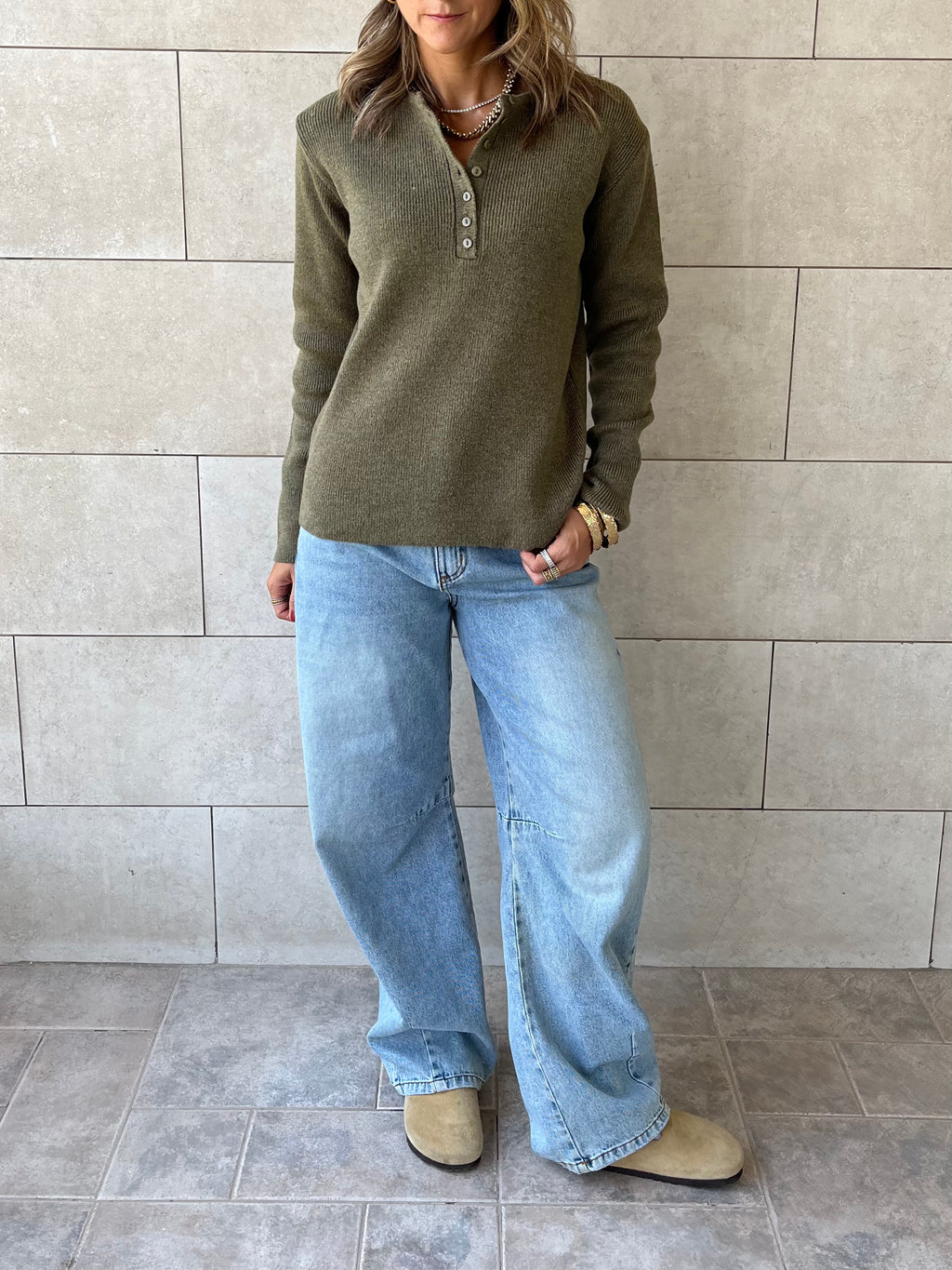 Olive Casual Knit Pullover