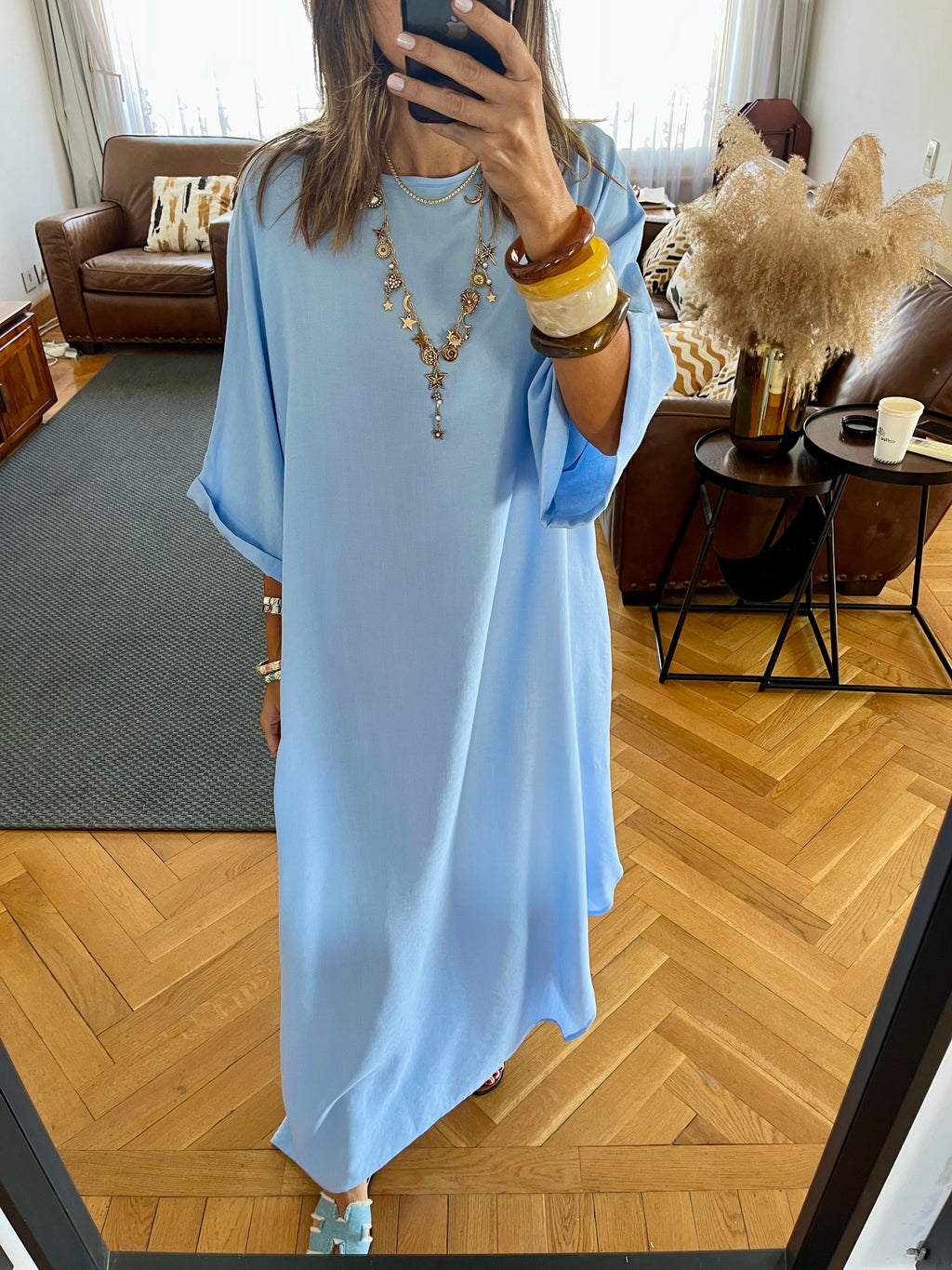 Baby Blue Flowy City Dress