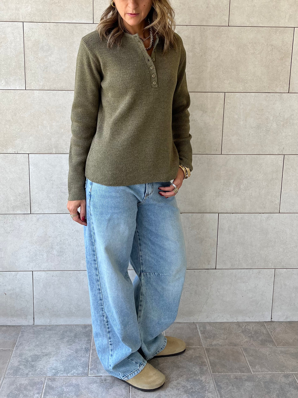 Olive Casual Knit Pullover
