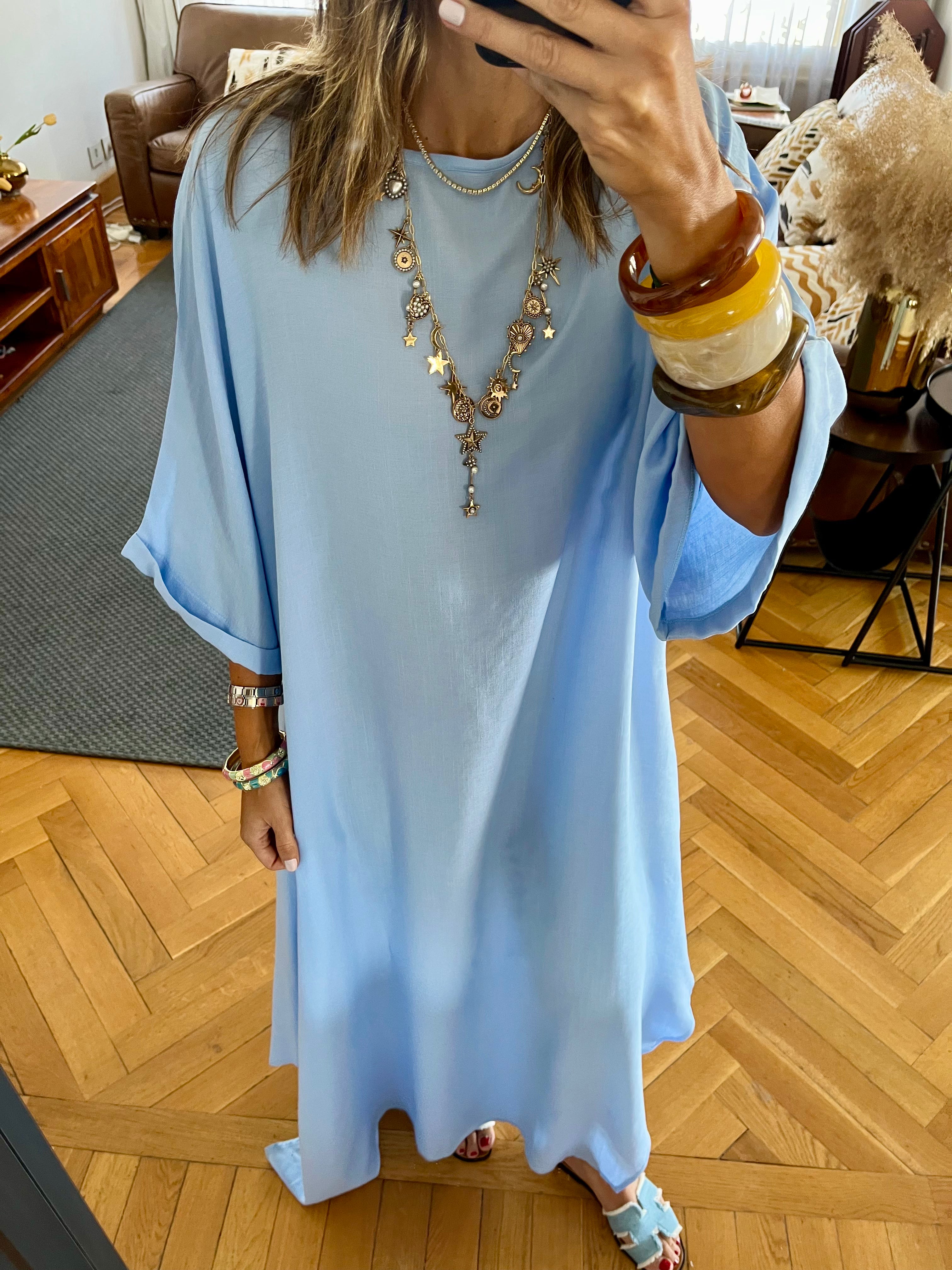 Baby Blue Flowy City Dress