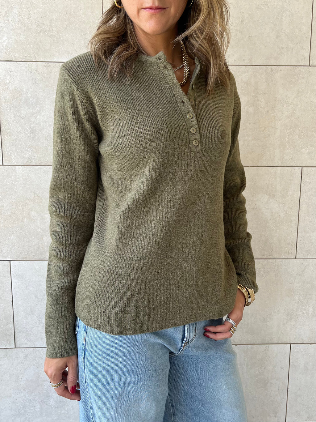 Olive Casual Knit Pullover