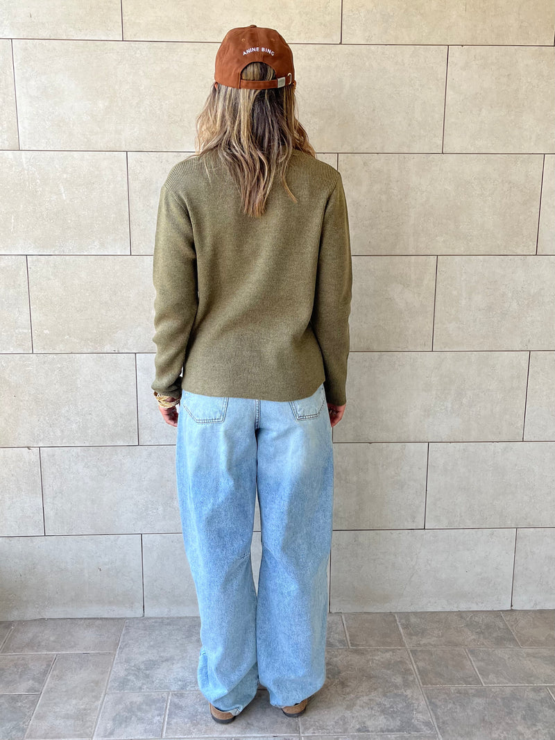 Olive Casual Knit Pullover