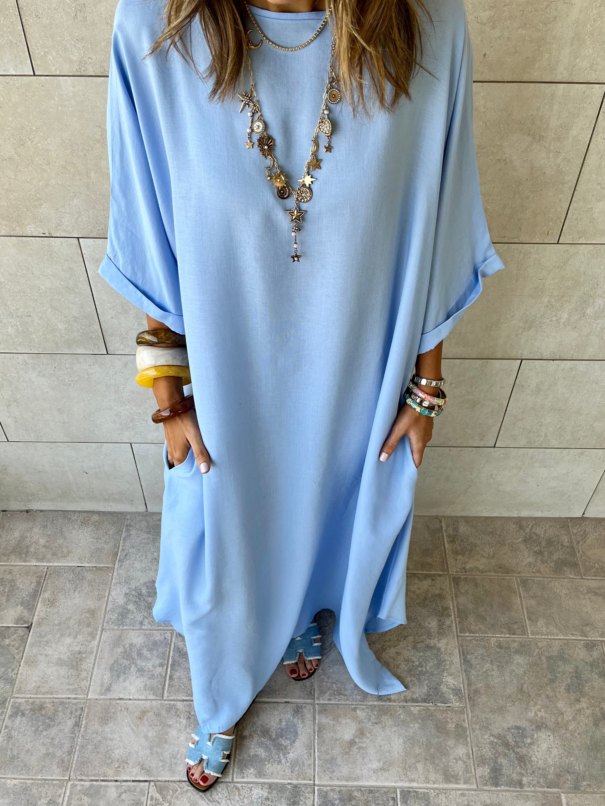 Baby Blue Flowy City Dress