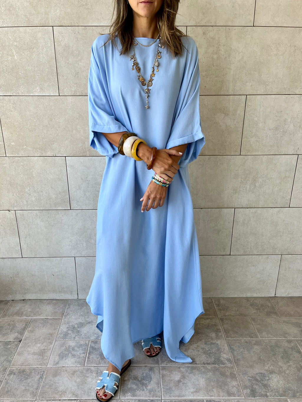 Baby Blue Flowy City Dress