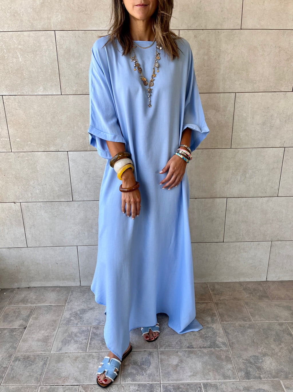 Baby Blue Flowy City Dress