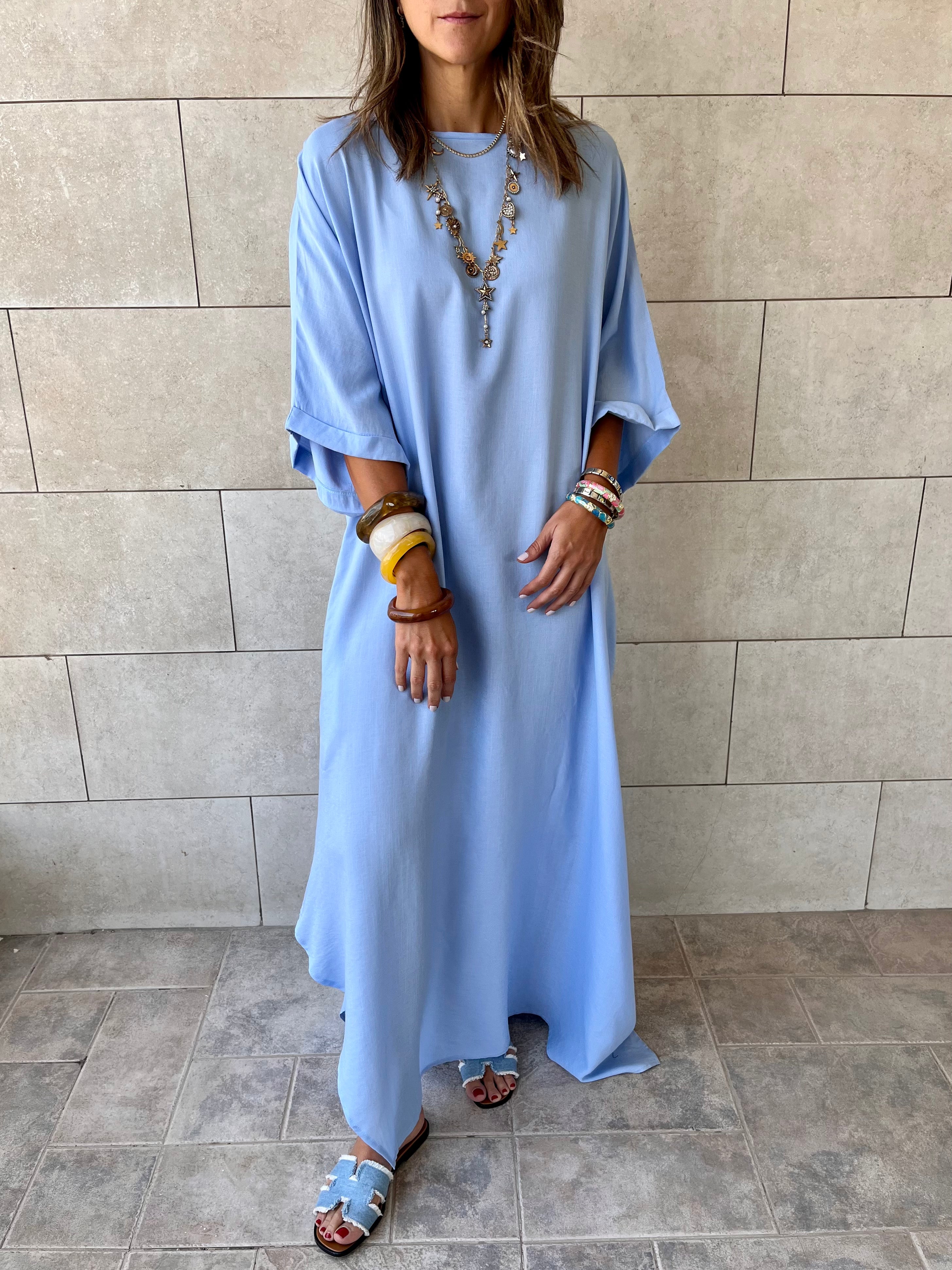 Baby Blue Flowy City Dress