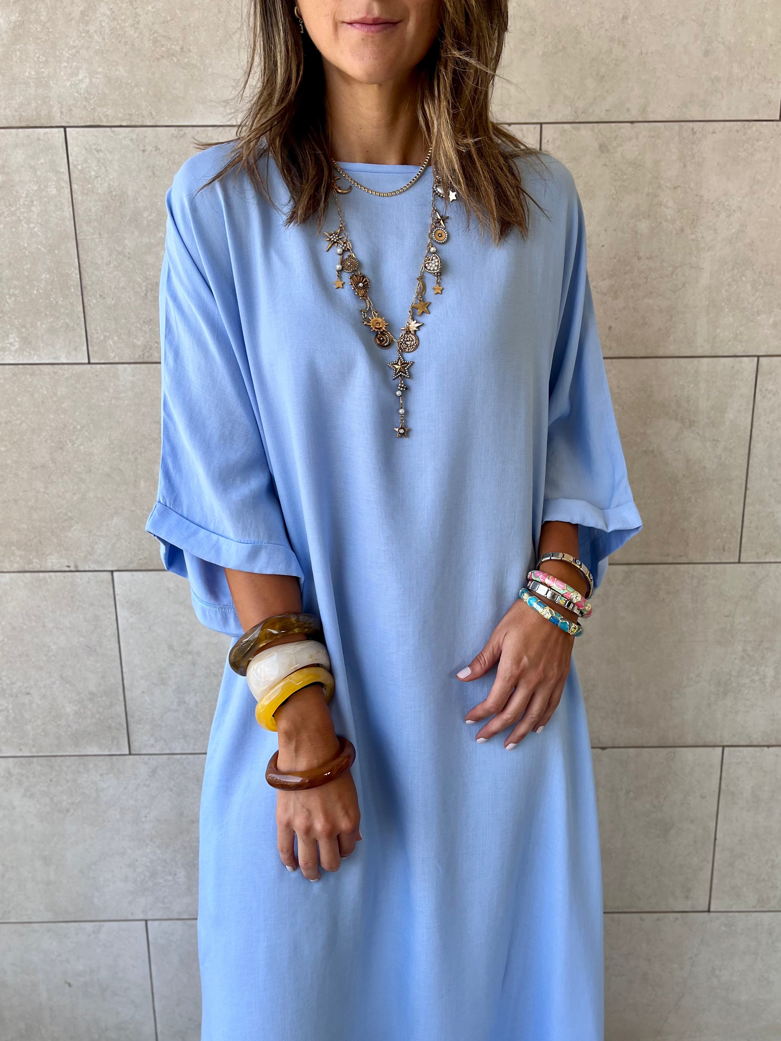 Baby Blue Flowy City Dress