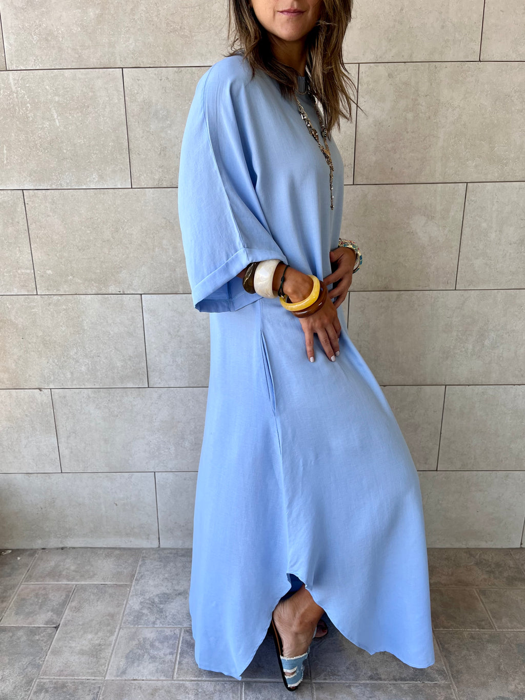 Baby Blue Flowy City Dress