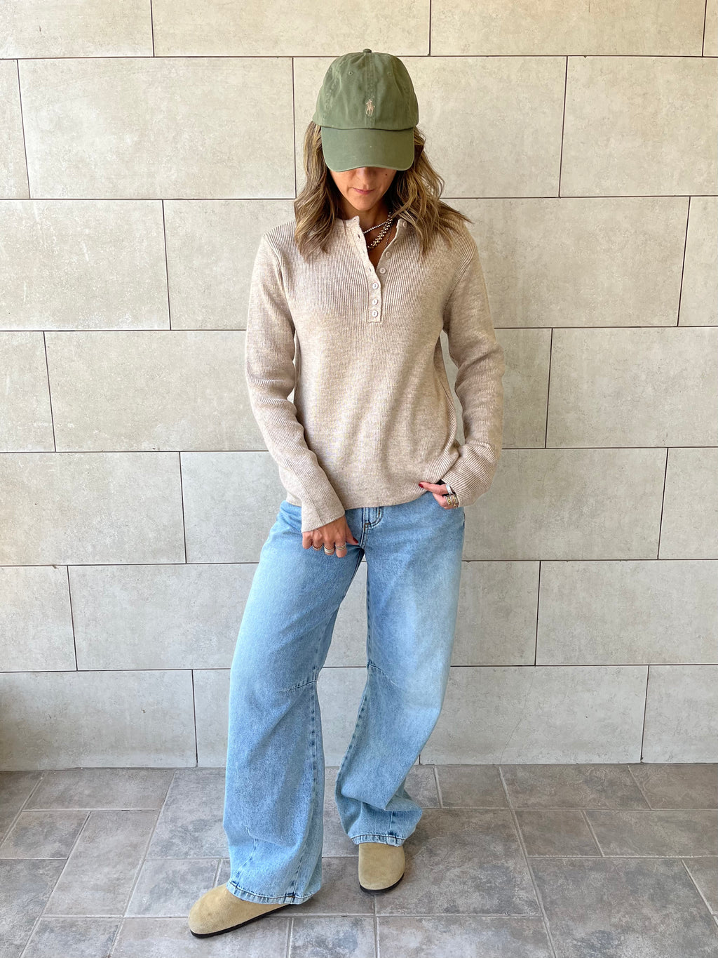 Beige Casual Knit Pullover