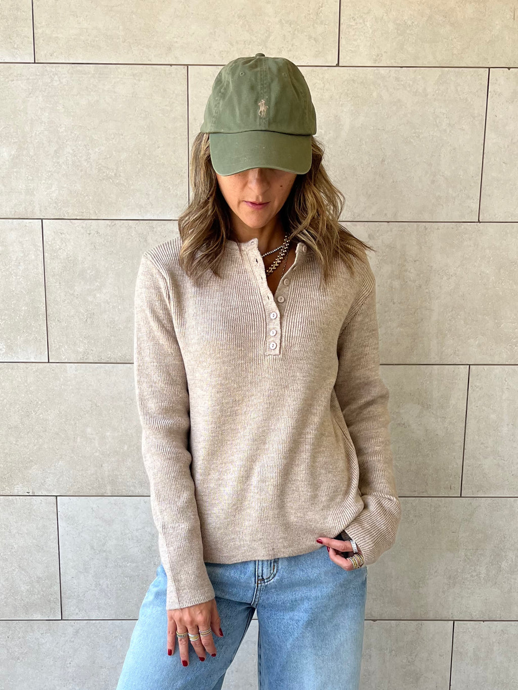 Beige Casual Knit Pullover