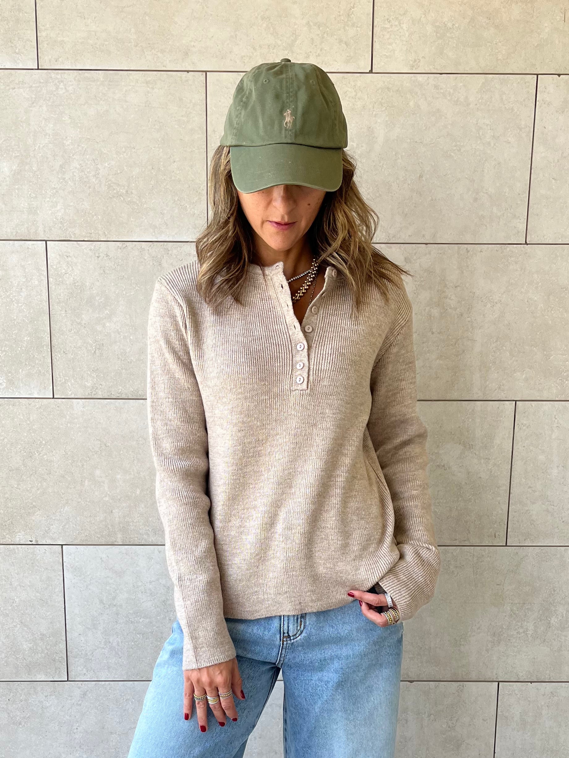 Beige Casual Knit Pullover