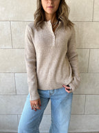 Beige Casual Knit Pullover