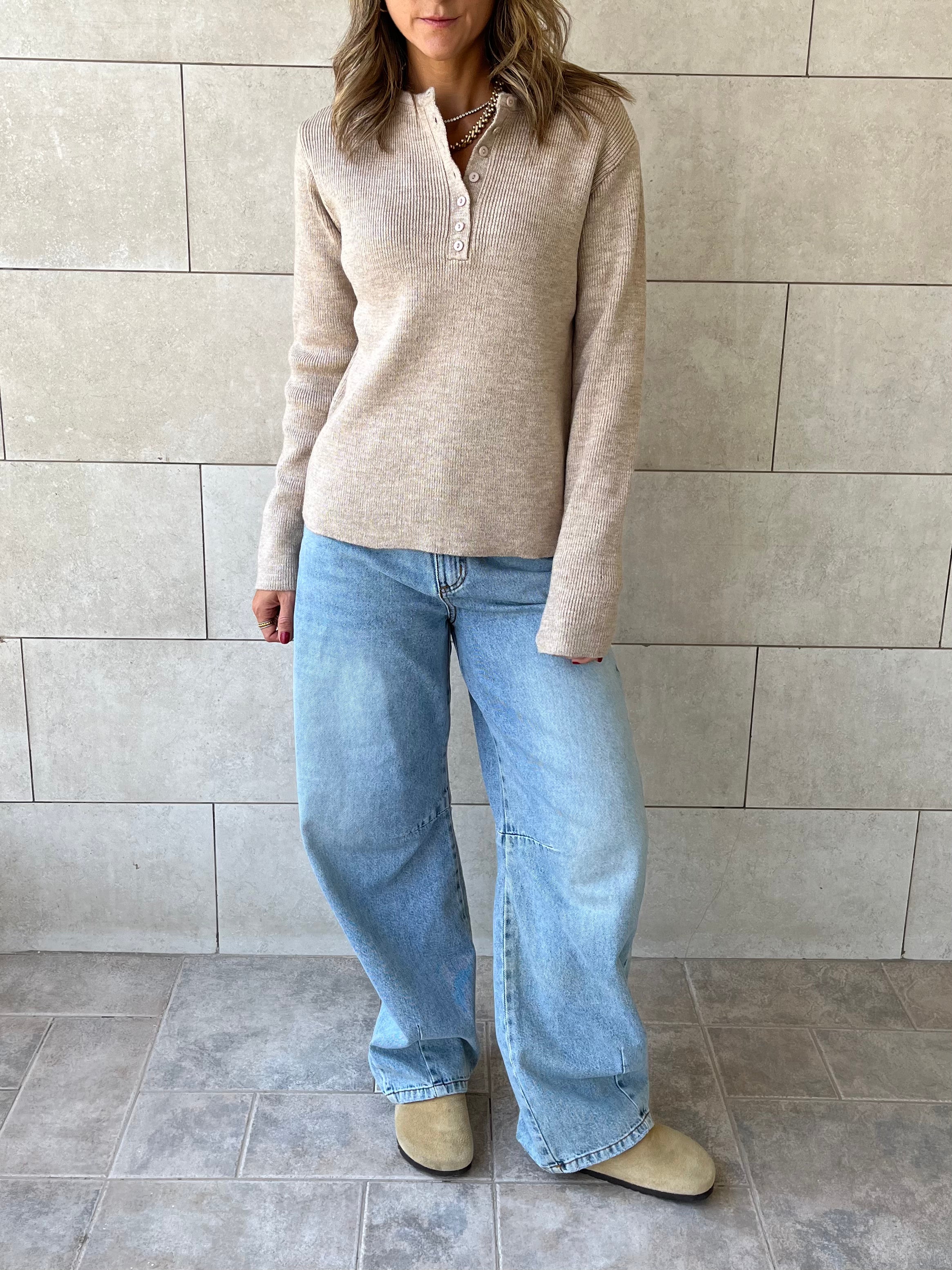 Beige Casual Knit Pullover