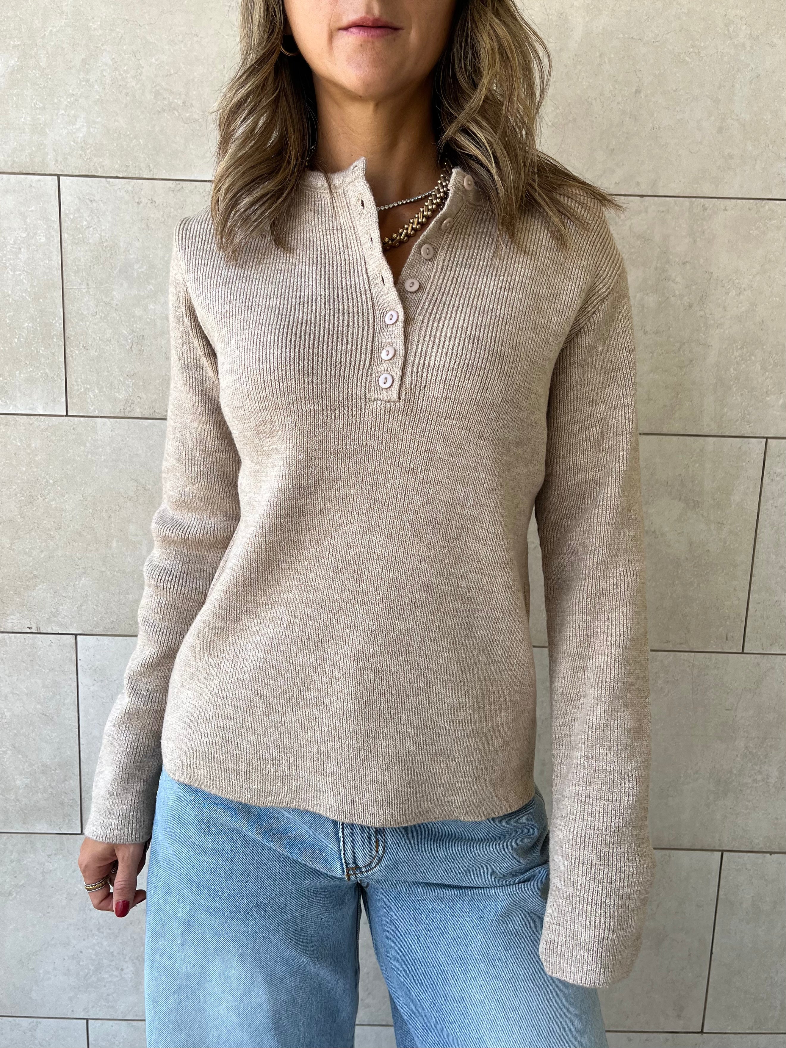 Beige Casual Knit Pullover