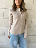 Beige Casual Knit Pullover