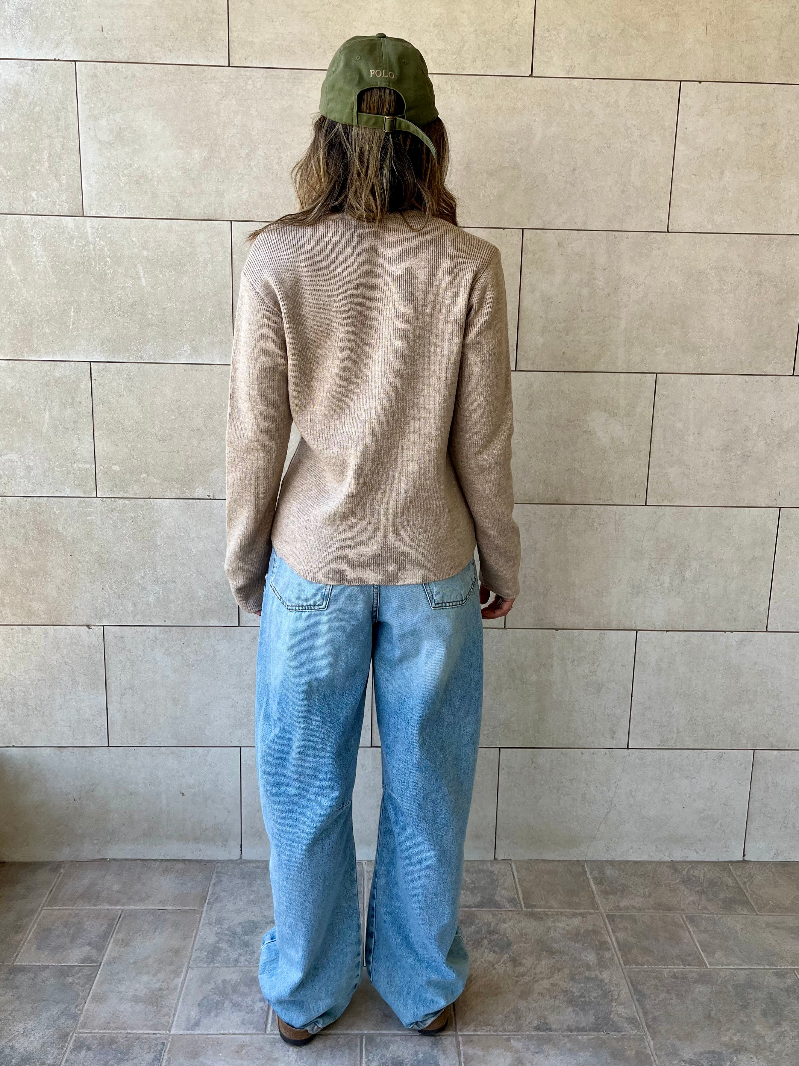 Beige Casual Knit Pullover