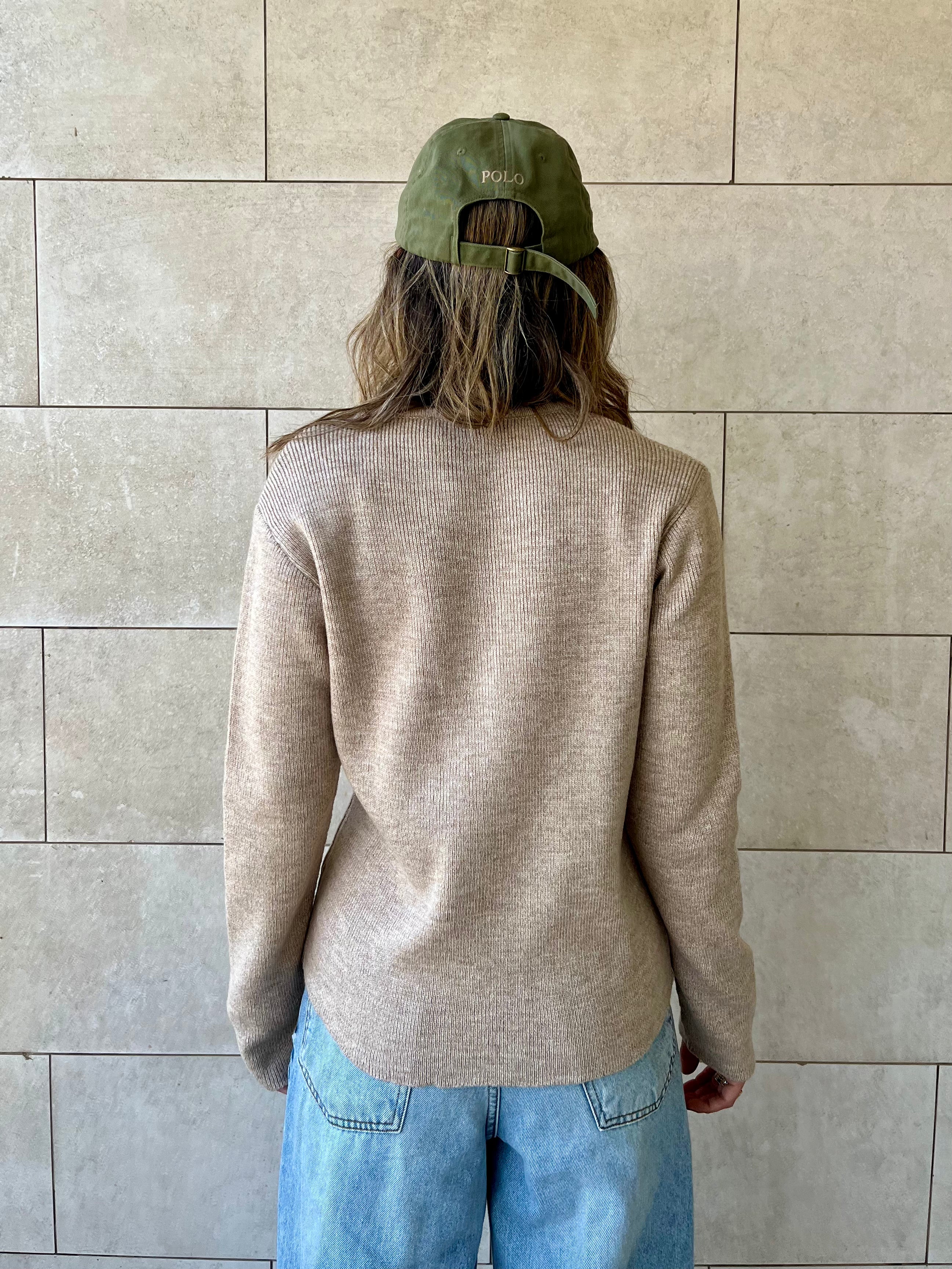 Beige Casual Knit Pullover