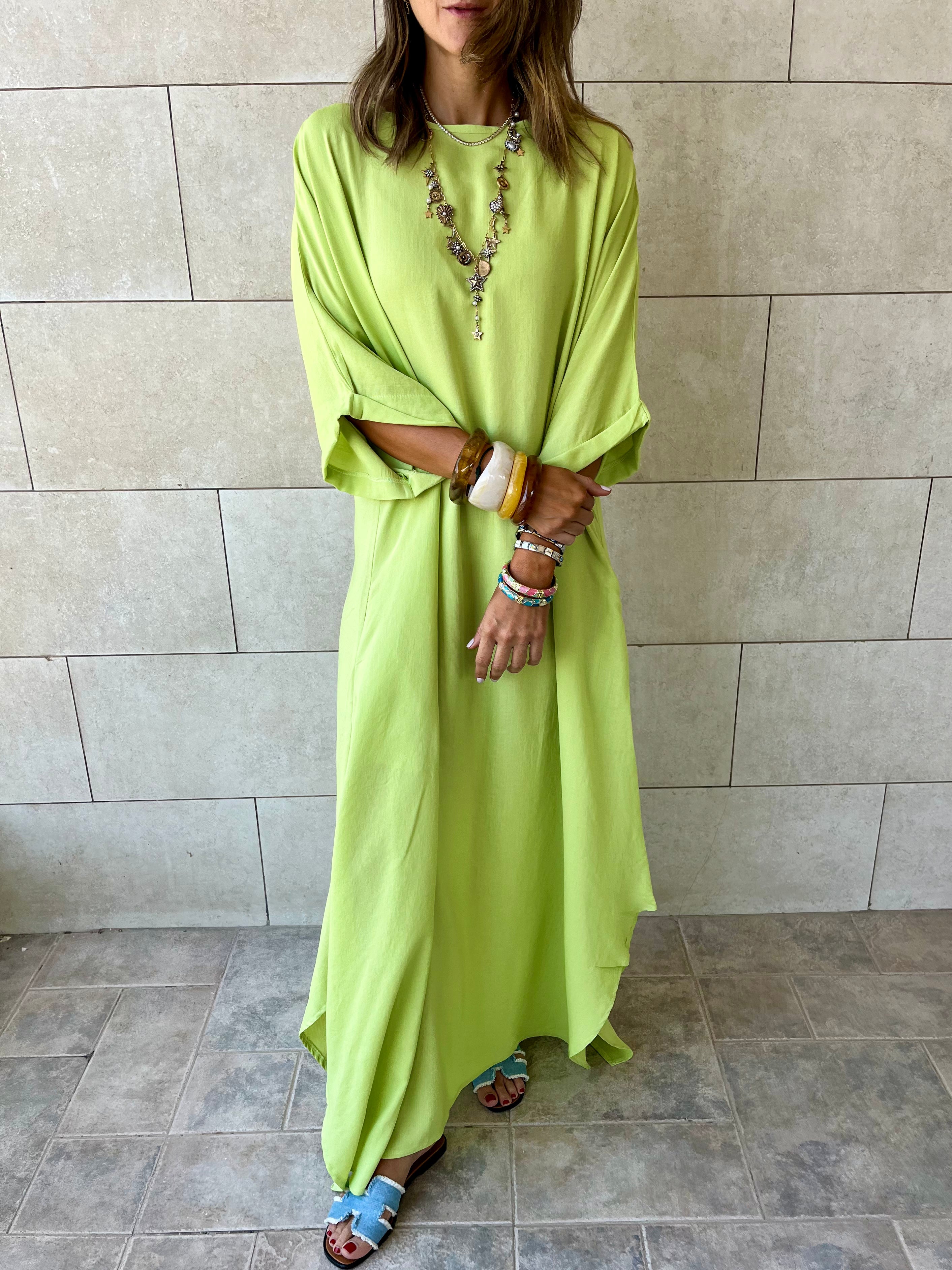 Lime Flowy City Dress